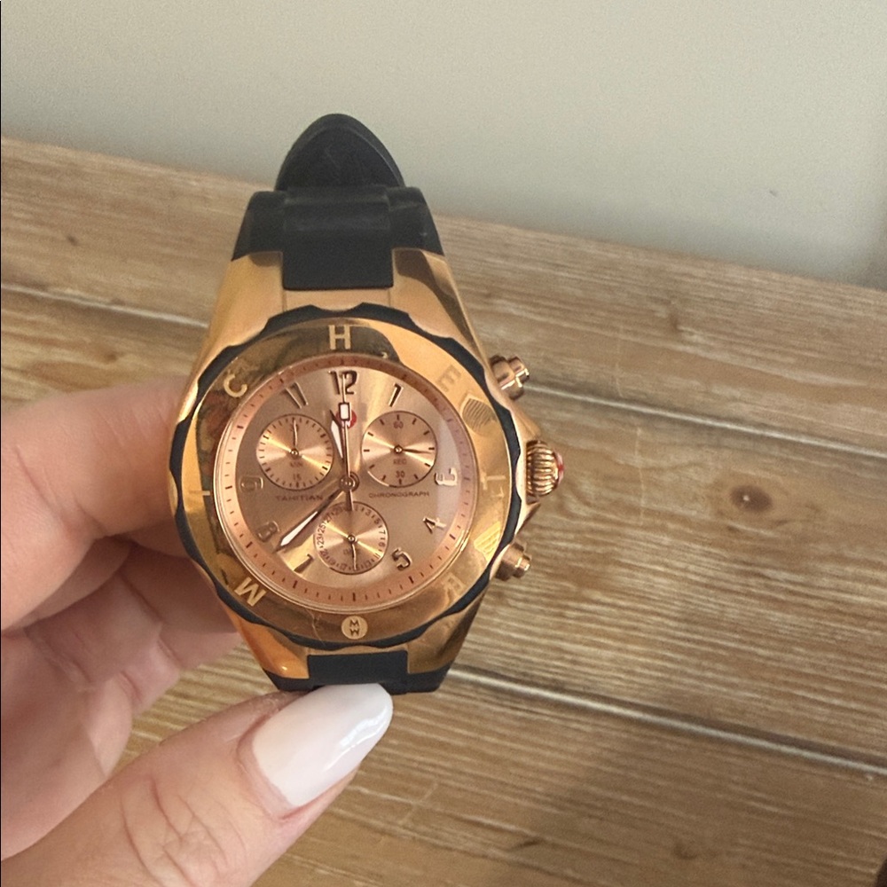 Michele Black and Gold Women's Watch